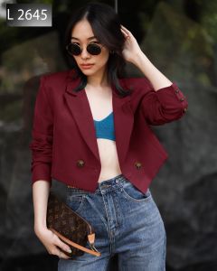 LooWear- Blazer Wanita Model Crop Bahan Scuba Premium/ Blazer Crop Korea Mewah Elegan Modern Kekinian Terbaru