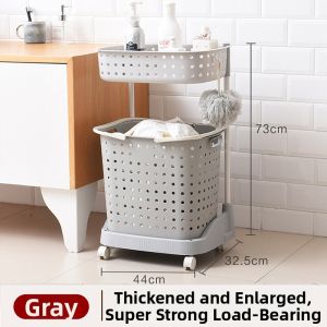 Bathroom Storage Organizer on Wheels Laundry Basket
