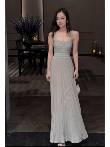 SHANGSHA | Elegant Blue Camisole Dress