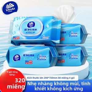 Vinda | Khăn Ướt Gia Đình Nước Tinh Khiết 80 Miếng