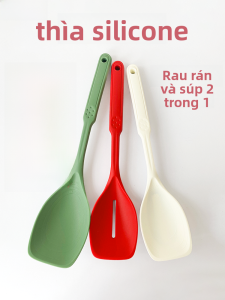 Thìa Silicon Chống Dính Cấp Thực Phẩm Chịu Nhiệt Độ Cao 2 Trong 1 Thìa Nấu Ăn Và Thìa Rây Cho Nồi Chống Dính