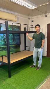 เตียงสองชั้น 2ชั้น ฟรีกระดาน 90/100/120 มิติ สำหรับหอพัก หรือที่กระทบต่อการกาย