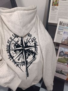 Pure Cotton Hoodie Sweatshirt with Print for Men And Women Students Street Style Autumn Winter Fleece Lined Korean Version Jacket