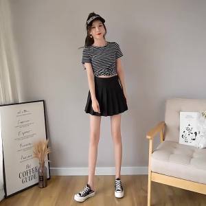 Y&HE Womens Skirt High Waist Solid Color Pleated Skirt Short Skirt A-line Skirt