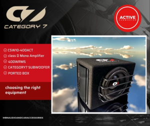 Professional 10 inches Category 7 Car Audio Active Subwoofer with Class D Mono Amplifier 400wrms Origina Category 7 Active Car Subwoofer .