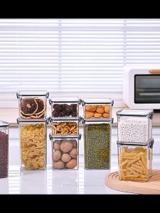 High quality Hard Plastic Kitchen Canister airtight snack Food keep fresh Clear Sealed storage box Cans Tank Jar Organizer