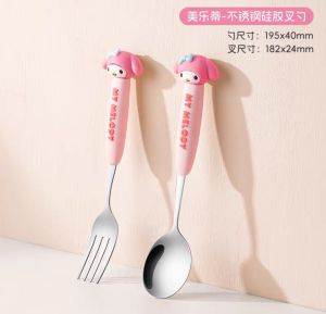 Set Sendok Garpu Import Sanrio / Set Sendok Stainless Steel Hello Kitty / Set Sendok Travel Melody Pochacco