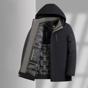 ROMON | Lomond Mens Hooded Cotton Jacket Winter New Thick Warm Cold-resistant Middle-aged Dad Short Coat Youth Casual Polyester Fiber