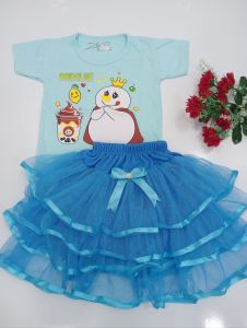 set kaos mixue tutu rempel pita anak perempuan