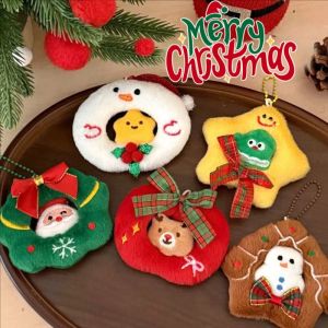 YESPERY 5Pcs Christmas Plush Doll Pendants Bag Hanging Decor Cute Santa Claus Elk Snowman Keyring Christmas Gift