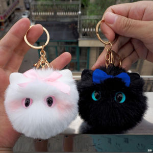 Handmade Plush Toy Keychain Cute Cat Lazy Rabbit Simulation Gift for Girls Kindergarten Souvenir Creative Gift Keychain
