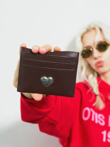 Momogigi Original Design Vintage Tanned Cowhide Leather One-Piece Card Holder Genuine Leather Card Case for Young Adults