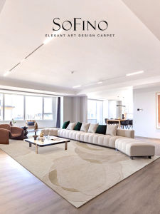 SoFINO | Simple Luxurious Pink Geometric Gradient Handmade Carpet