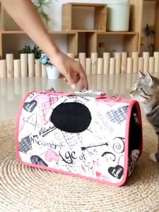 😺❤️Pet Dog Cat Carrier Bag Cat Sling Bag Travel Foldable Outdoor Travel Carrier Backpack Bag Beg Kucing Galas Belakang 宠物背包