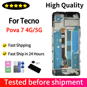 vbpbsql | High Quality For Tecno Pova 7 4G LJ6 Touch Screen Panel Digitizer Assembly For Tecno Pova7 5G LJ7 Display With Frame