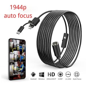 3in1 Auto Focus Inspection Endoscope Camera HD 1944P With 4 LED Lights For Car Pipe Repair Apply to Type-C Android and PC