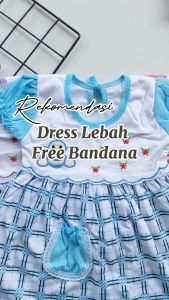 Dress Bayi Perempuan 0-12Bulan Baju Bayi Lucu Bando Bahan Kaos