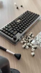 Blue Clicky Keyboard 3PIN Switches For DIY 3D Printer Keyboard Switch Set Includes Keycap Puller Cleaning Brush & Cloth