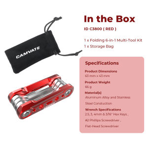 KIMRIG 6-in-1 Detent Folding Multi-Tool Kit Universal DSLR Camera Rig Folding Tool Set w Screwdrivers & Wrenches Functional Tool