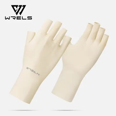 WRELS ถุงมือผ้าไหมน้ำแข็ง กันลื่นและป้องกันรังสียูวี ถุงมือปั่นจักรยานกีฬาแบบห้านิ้ว # St1013