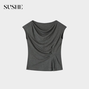 SUSHE | Minimalist Knit Short Sleeve A-line Skirt Suit