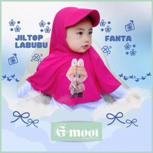 HIJAB ANAK BAYI Newborn TOPI LABUBU 0-6 Bulan/1-2-3-4 Tahun kerudung terbaru TOPI LABUBU Jilbab terlaris dan terbaru TOPI labubu