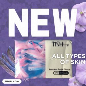 Tissue ( TISH ) PREMIUM Facial Tissue 360 sheets 4 ply layered for Sensitive Skin Make up Remover