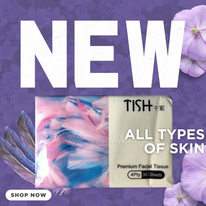 Tissue ( TISH ) PREMIUM Facial Tissue 360 sheets 4 ply layered for ...
