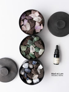 Gift Natural Flat Body Volcanic Rock Mixed Crystal Mad Et Len Stamping Iron Can Natural Diffuser Stone Air Purifying Relaxed Mental State