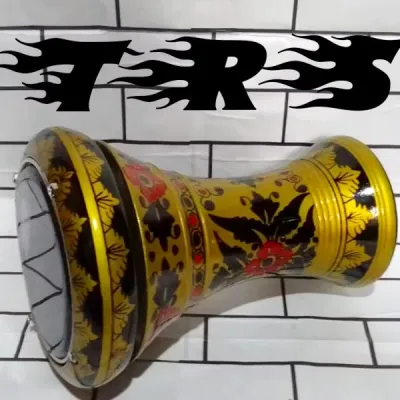 trumbuk batu murah darbuka atau dumbuk batu 6inci dasar mas motif hitam