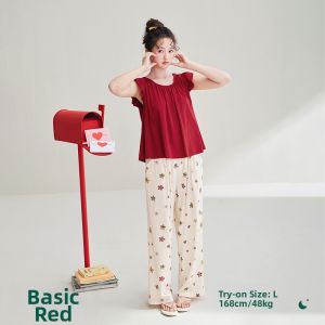 Tea Polyphenol Womens Cotton Summer Pajama Set