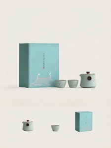 JIXIANSHENG | Imitated Ru Ware Tea Set Travel Convenient Elegant Gift for Elders
