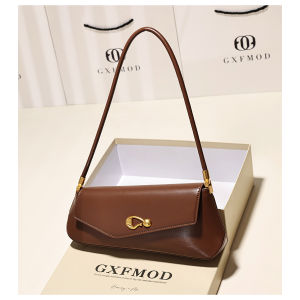 French Style Underarm Bag Commuter Baguette Shoulder Bag Womens Fashion Soft Leather Magnetic Buckle Closure Daily Use