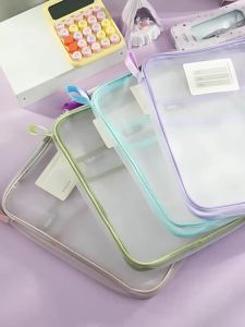 A4 Stationery Storage Bag Double-layer Mesh Zipper Bag Large Capacity Organizer Folders School Office Supplies Stationary Bag
