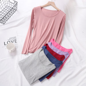 Modal Base Shirt Sleepwear Loose Long Sleeve round Neck Thin Pure Color plus Size Spring Summer Autumn Winter Womens Home Clothes