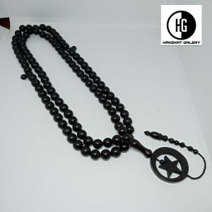 tasbih kayu kaokah bulan bintang warna hitam h406
