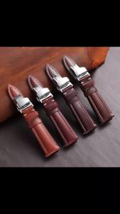 18mm 19mm 20mm 21mm 22mm Universal Vintage Oil Wax Leather Straps Head Layer Cowhide Butterfly Buckle Quick Release Watch Band