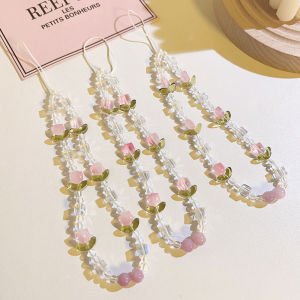 ZAY Rantai Gantung Ponsel Korea & Manik-manik Kristal Tulip