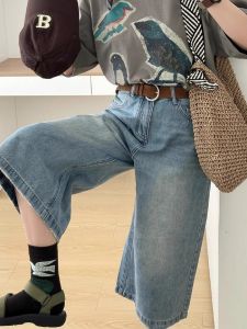 Quần Jeans Denim Ống Rộng Mỏng Mùa Hè Cạp Cao Cho Nữ Quần Dài Đến Bắp Chân Thường Ngày Thời Trang Mềm Mại Quần Jeans Ống Rộng