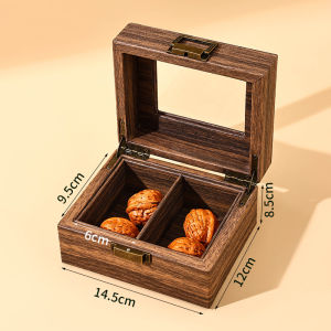 Retro Wood Grain Leather Collection Walnuts Storage Box Large Capacity Dustproof Walnut Collection Box Beads Bracelet Display Box