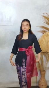 SudanBali Setelan Kebaya Lonceng Airflow Rubina dan Bawahan Kamen Batik Free Selendang Kebaya Pengantin Pesta Wisuda Modern Bali