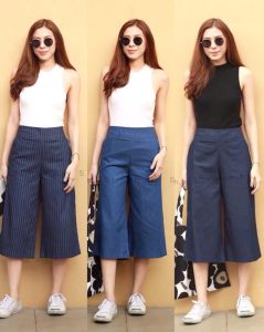 กางเกงขาบาน5ส่วนผ้ายีนส์