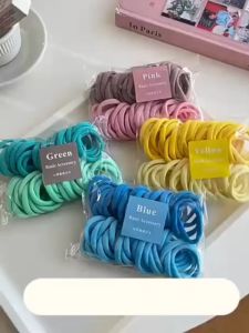 Karet Rambut Gradasi Ikat Rambut Wanita Polos Isi 50 Pcs 10 Pilihan Warna