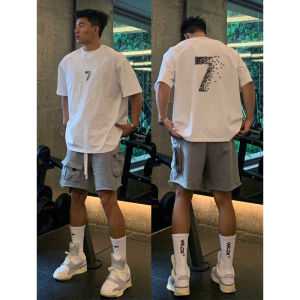 American Style Streetwear Oversize Short Sleeve T-Shirt Mens Summer Heavyweight Pure Cotton Casual Fashion Breathable round Neck Top