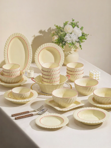JINGDITAOCI | Elegant Simple Ceramic Dinnerware Set