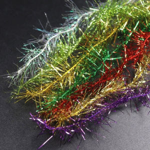 2Bag 3.5cm Width Long Hair Ice Chenille Crystal Flash Fly Tying Material for Saltwater Streamer Fly Marabou Jig Lure