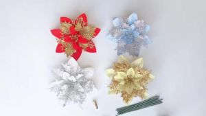 1pcs/10pcs Christmas flowers Decor 14 CM Artificial flowers Christmas tree decorations Party decoration