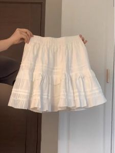 Ballet Style White Mini Skirt Womens A-Line Puffy Half-length Cake Skirt Commute High-waist Korean Style Solid Color