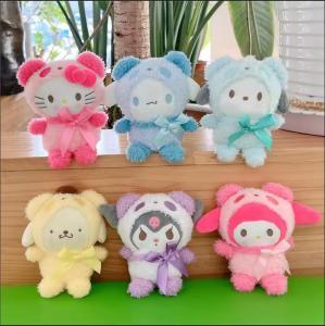 Kawaii Sanrio Keychain Plush Anime Kuromi Doll Keyring Hello Kitty Plushie Cinnamoroll KeyChains Bag Pendant Toy Gift for Girls
