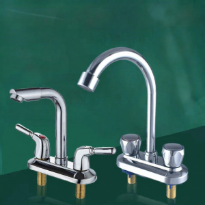 Double-hole Above Counter Washbasin with Rotatable Cold & Hot Water Faucet